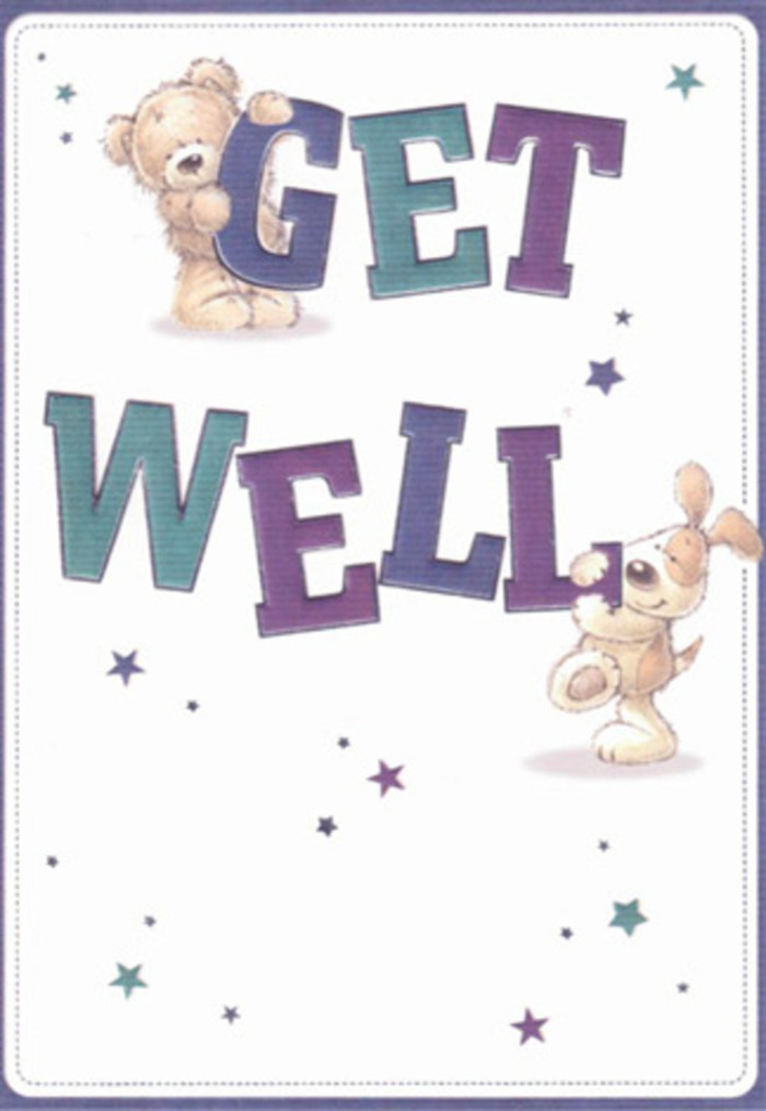 Brimming with neighbourly care, this delightful get well card sets a tender scene that could easily brighten any Hatch End home. At its centre, a loyal bear and a floppy-eared puppy share the stage, their rounded forms and expressive faces full of earnest affection and encouragement. Playful, hand-drawn stars-each twinkling in shades of blue, purple, and teal-cascade across a tranquil ivory background, suggesting gentle wishes drifting like breezes over Carpenter Park. The typography is joyful, with bold letters in lively aquas and purples rising confidently between the animal friends. The beautifully illustrated fur seems so soft and real that it almost rivals the soothing touch of a freshly delivered bouquet from our local shop. There's a tactile sensation in the scene, as if the bear's paw might gently press the message into your hand. Crafted with clear lines and an airy lightness, the card's design reflects the welcoming spirit of Hatch End, where thoughtful gestures and small comforts truly matter. The blending of colour and character here is reminiscent of arranging a "just because" bouquet-bringing hope and light through every carefully chosen detail.